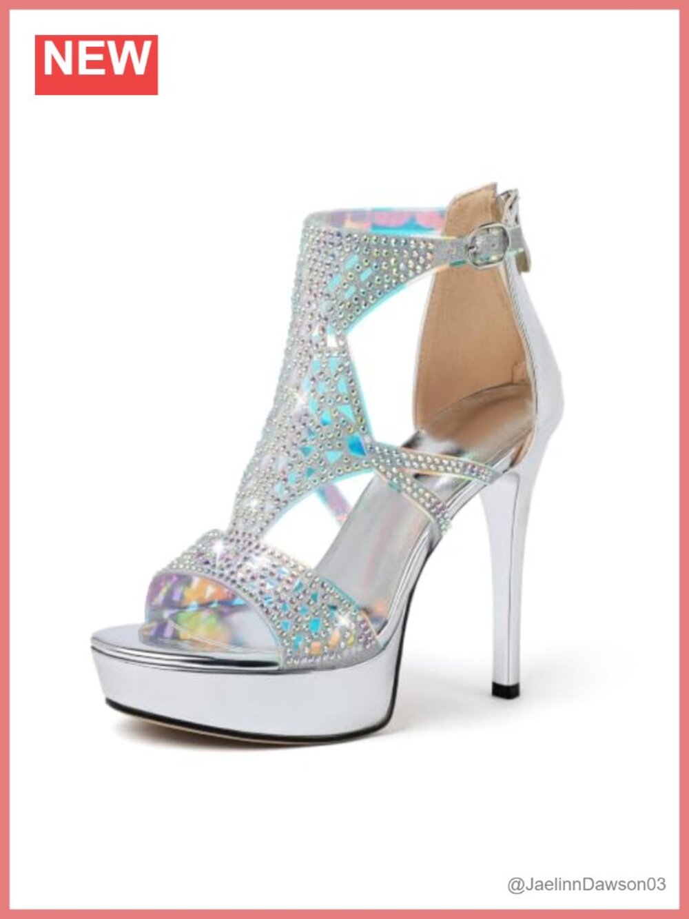 Strappy Gladiator Platform Heels with Rhinestones, Open Toe High Heel Sandals